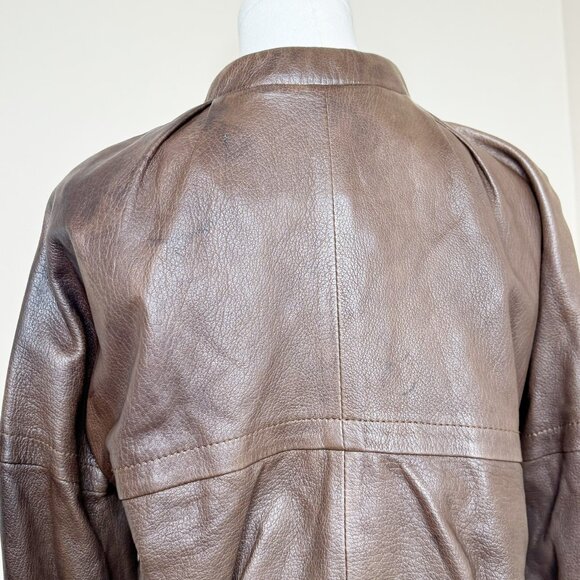 Proenza Schouler Roll Collar Brown Leather Jacket | Size 2 | NWT Color Variation - Picture 3 of 16